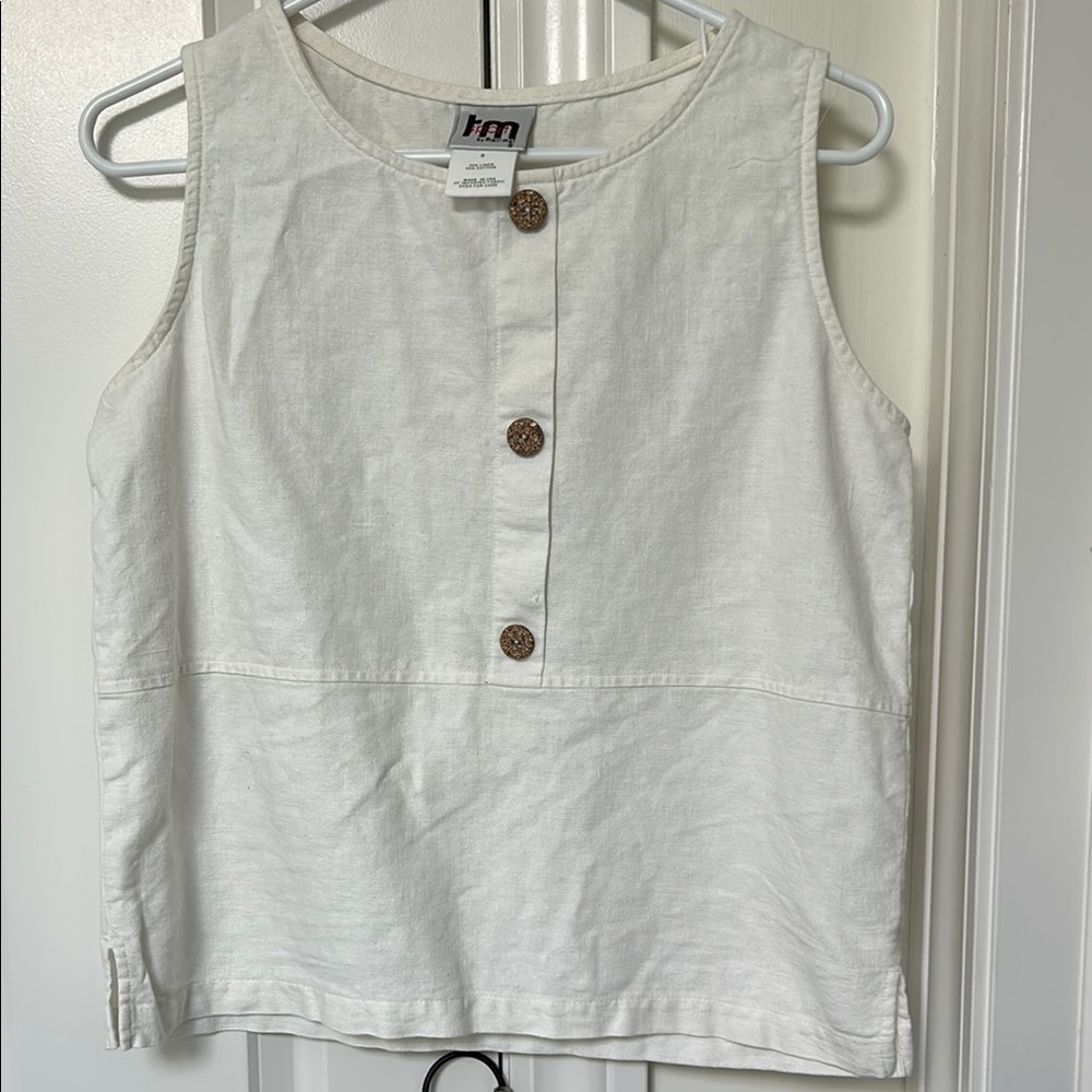 White Sleeveless Blouse Minimalist Design